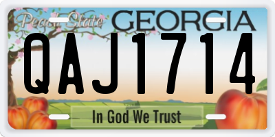 GA license plate QAJ1714