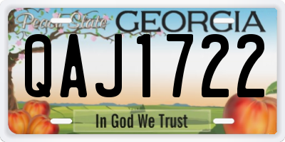 GA license plate QAJ1722