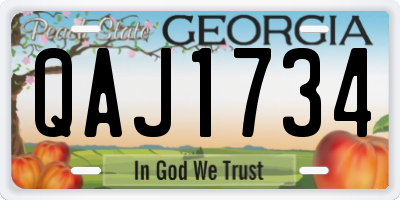 GA license plate QAJ1734