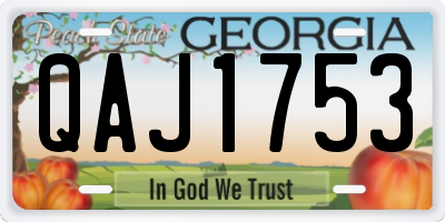 GA license plate QAJ1753