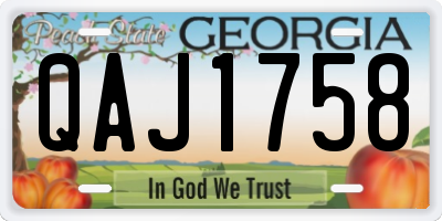 GA license plate QAJ1758
