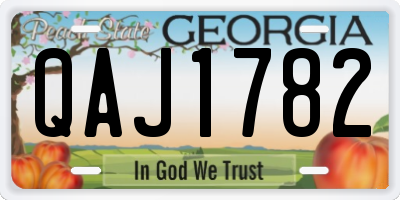 GA license plate QAJ1782