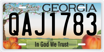 GA license plate QAJ1783