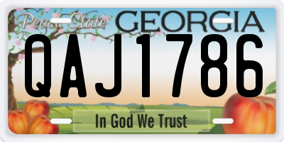 GA license plate QAJ1786