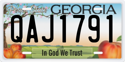 GA license plate QAJ1791