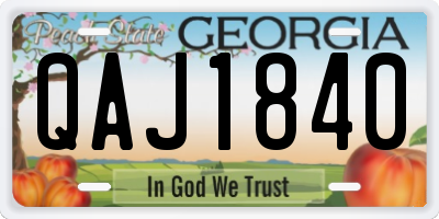 GA license plate QAJ1840