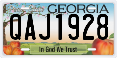 GA license plate QAJ1928