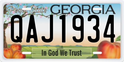 GA license plate QAJ1934