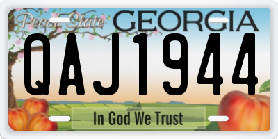 GA license plate QAJ1944