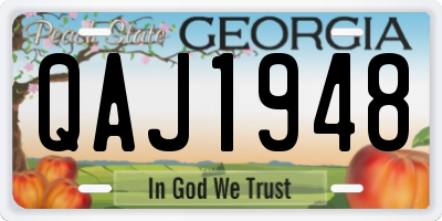 GA license plate QAJ1948