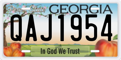 GA license plate QAJ1954