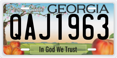 GA license plate QAJ1963