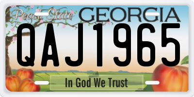 GA license plate QAJ1965