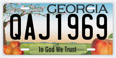 GA license plate QAJ1969