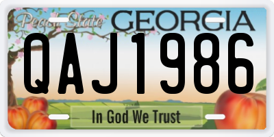 GA license plate QAJ1986