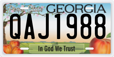 GA license plate QAJ1988