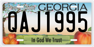GA license plate QAJ1995