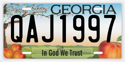 GA license plate QAJ1997