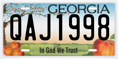 GA license plate QAJ1998