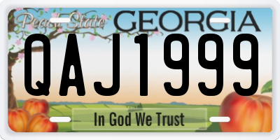 GA license plate QAJ1999