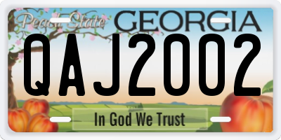 GA license plate QAJ2002