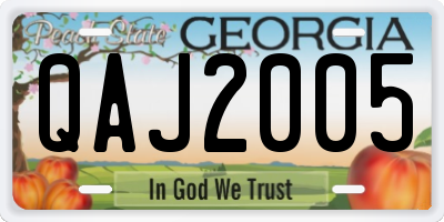 GA license plate QAJ2005