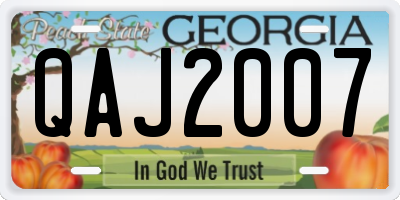 GA license plate QAJ2007
