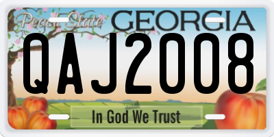 GA license plate QAJ2008