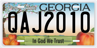 GA license plate QAJ2010