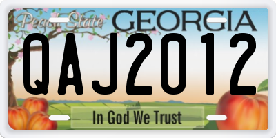 GA license plate QAJ2012