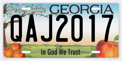 GA license plate QAJ2017