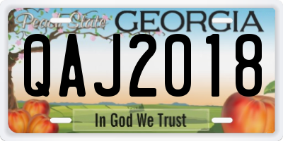 GA license plate QAJ2018