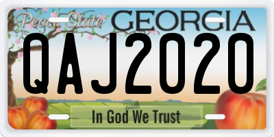 GA license plate QAJ2020
