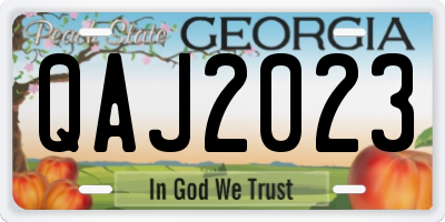 GA license plate QAJ2023