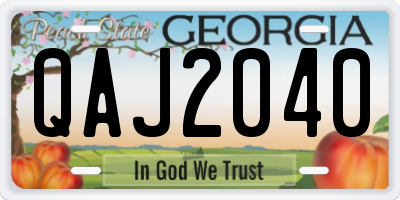 GA license plate QAJ2040