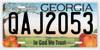 GA license plate QAJ2053