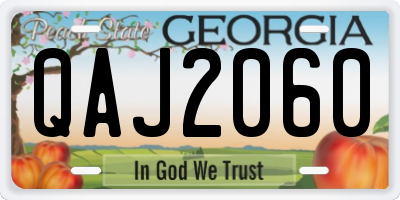 GA license plate QAJ2060