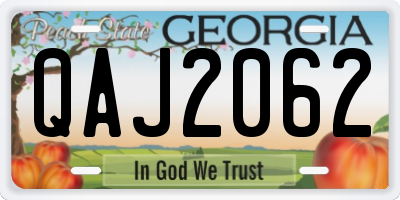 GA license plate QAJ2062