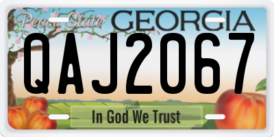 GA license plate QAJ2067