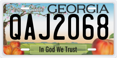 GA license plate QAJ2068