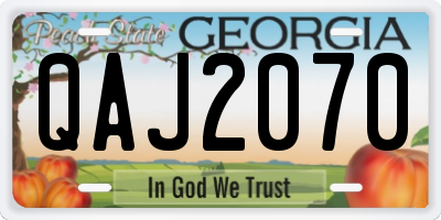GA license plate QAJ2070