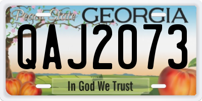 GA license plate QAJ2073