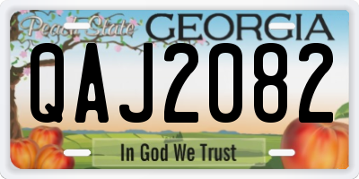 GA license plate QAJ2082