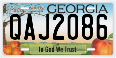 GA license plate QAJ2086