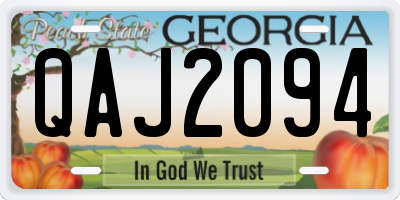 GA license plate QAJ2094