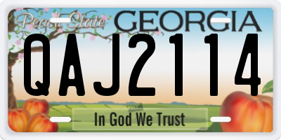 GA license plate QAJ2114