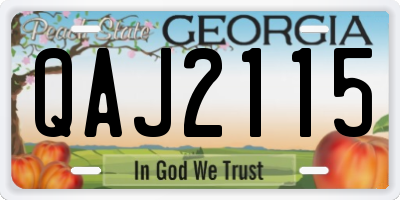 GA license plate QAJ2115