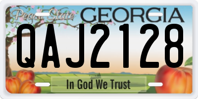 GA license plate QAJ2128