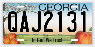 GA license plate QAJ2131