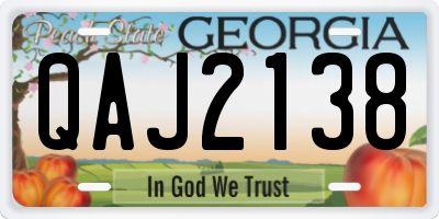 GA license plate QAJ2138